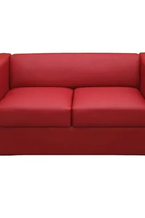 2-zitsbank BASIL, Elegant Ontwerp, elegant Ontwerp, in Leder, Kleur Rood Laatste Kans