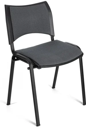 Voordeelprijs Vergaderstoel ROMEL, Comfortabele Zitting, Stapelbaar, Zwarte Poten, Grijs Stoffen Bekleding