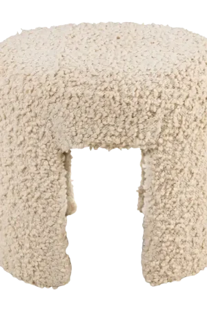 Snelle Levering vtwonen Bouclé Halbankje - Kleine Design Bank - Wit Bankje - 50x35x45