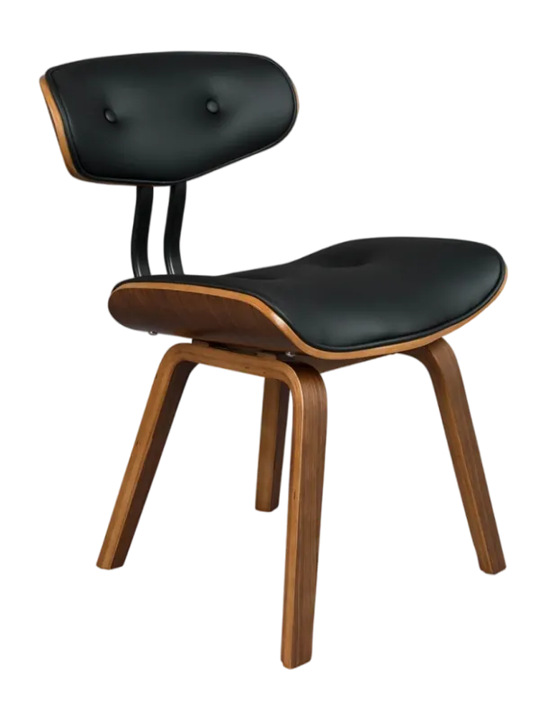 Betaalbaar Dutchbone Blackwood Stoel - Donkerbruin Onderstel - Zwart Kunstleer
