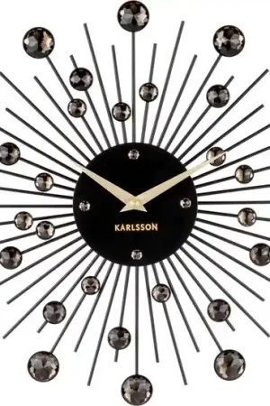 Karlsson - Wandklok Sunburst - Kristal - Zwart - Medium - Ø30cm Snelle Levering