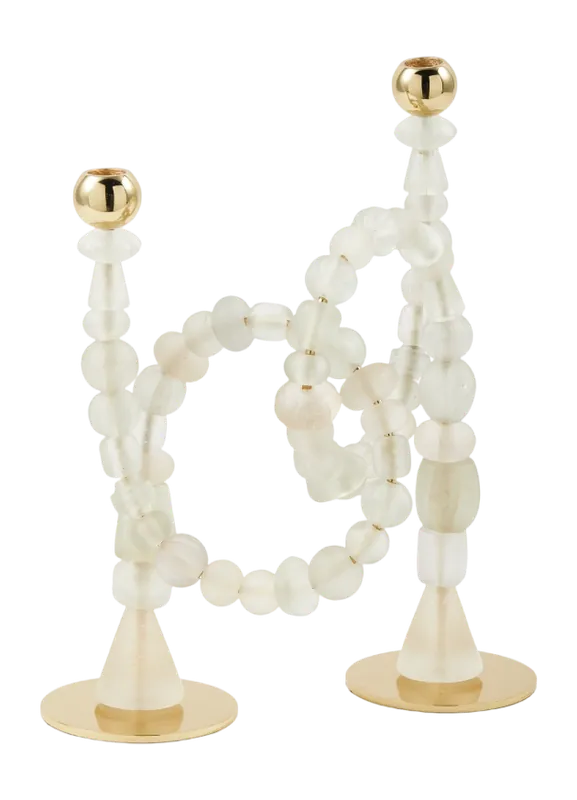 POLSPOTTEN Beads Kandelaar H 38 cm - Wit Express Levering