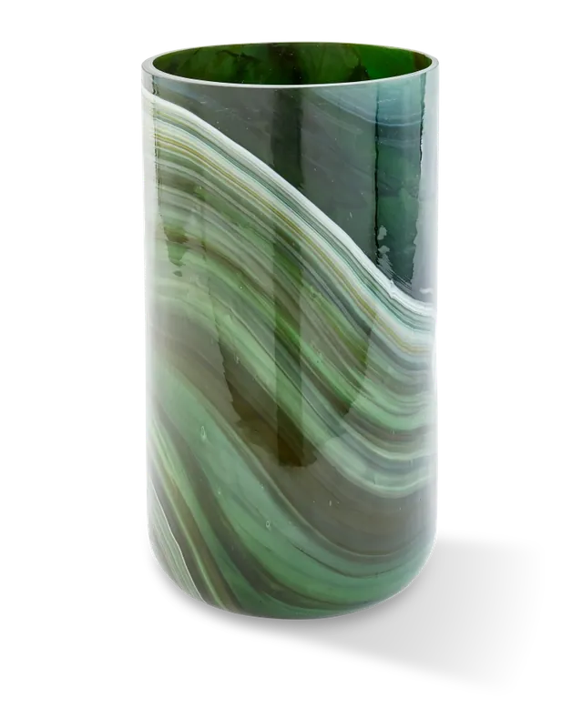 Beperkt Aanbod POLSPOTTEN Marbled Vaas Ø 23 cm - Dark Green