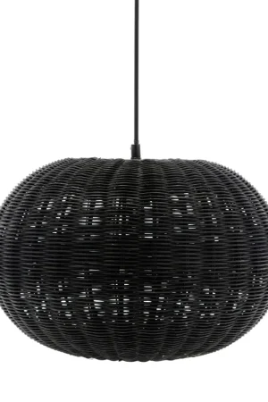 Villa Collection Werna rattan hanglamp zwart - 40,5 x 25 cm Speciale Aanbieding