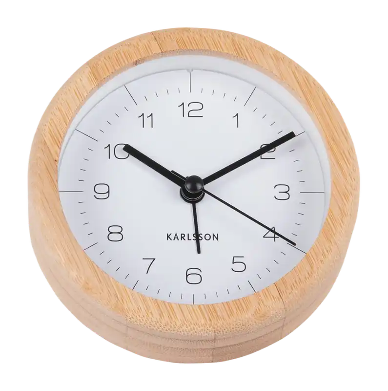 Karlsson Neat Round Wekker White Bamboo Aanbieding