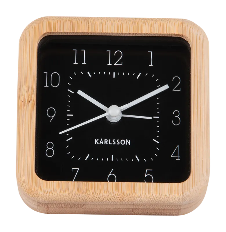 Karlsson Neat Bamboo Square Wekker Black Finale Uitverkoop