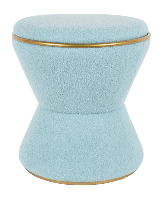 Hoge Kwaliteit Leitmotiv Gustar Poef Soft Blue Teddy Curl