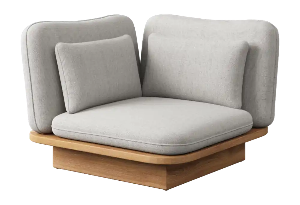 Direct Beschikbaar Max&Luuk Rimini Hoekmodule Teak + Kussens Zand