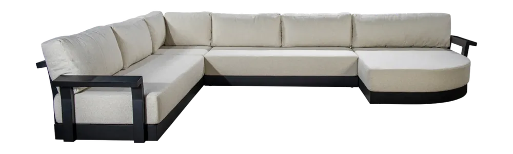 Yoi Millor Cornerset Zwart + Kussens Wool White U-Shape Populair