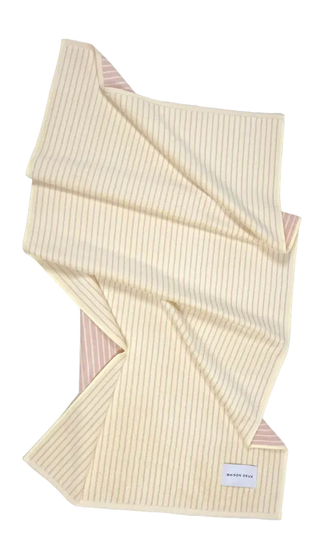 Maison Deux Stripes Color Douchelaken Butter Yellow Pink - 70 x 140 cm Populair