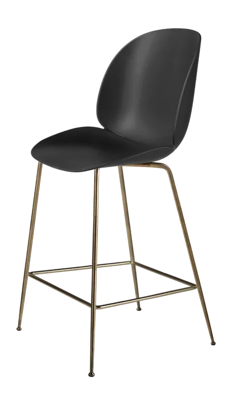 Barstoel GUBI Beetle Counter Chair 65 Conic Base Finish Antique Brass Base Shell Colour Black Glides Felt Glides Gereduceerde Prijs